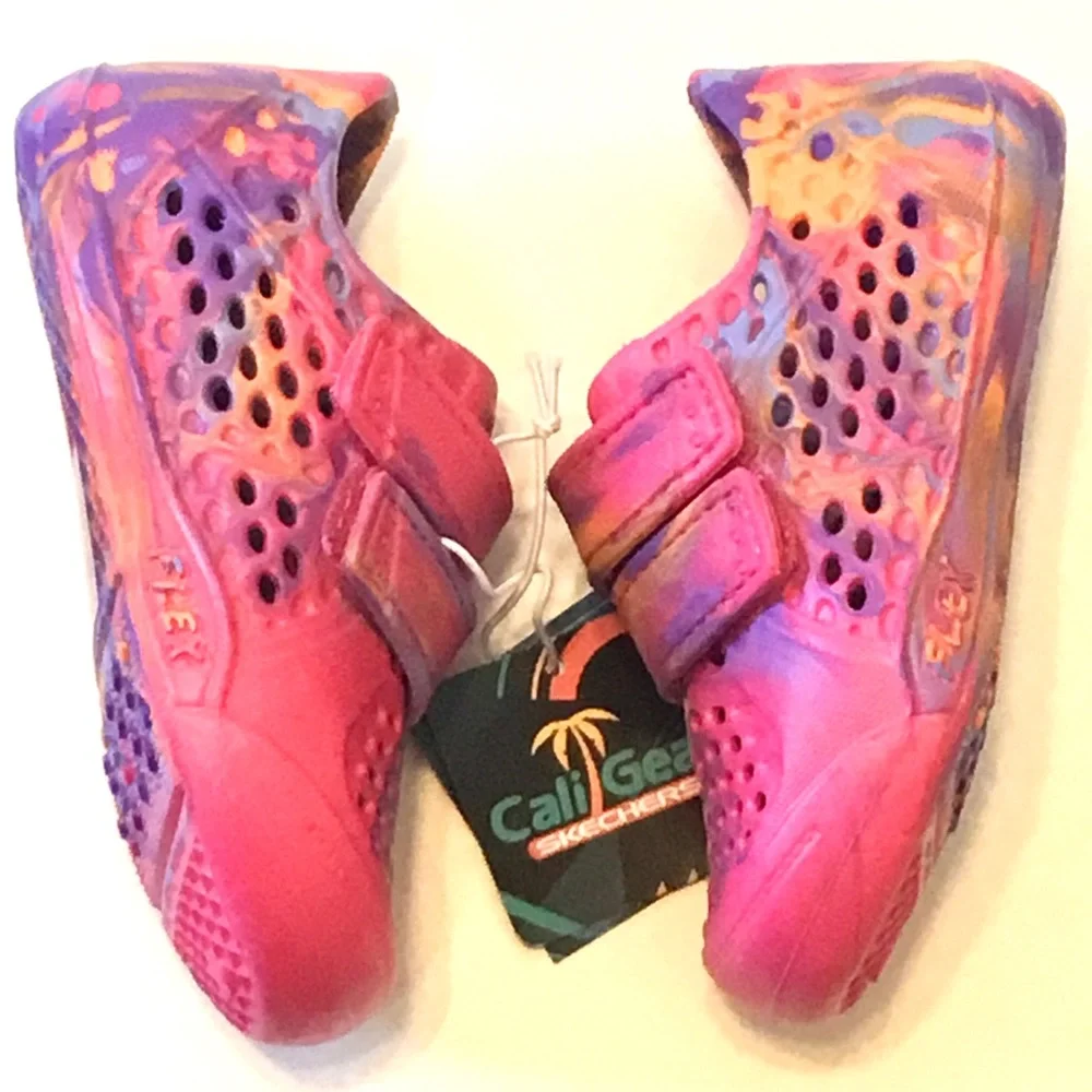 Skechers Kids Cali Shoe Pink Swirl Perforated Foamies Water Friendly Size-6 NEW